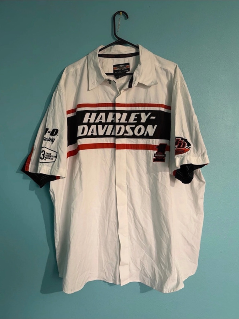 Vintage Harley Davidson H.D Racing Button Up Shirt